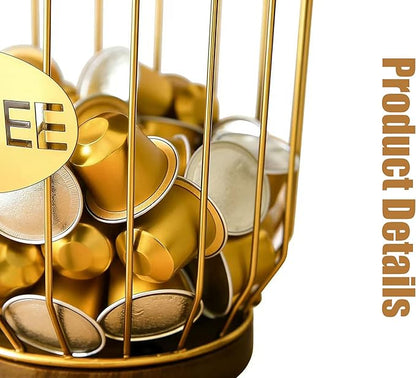 Coffee Pod Holders for Counter, K-Cup Holder, Metal Coffee Pod Basket, Espresso Pods Organizer, Coffee Station Accessories (Gold Plating)