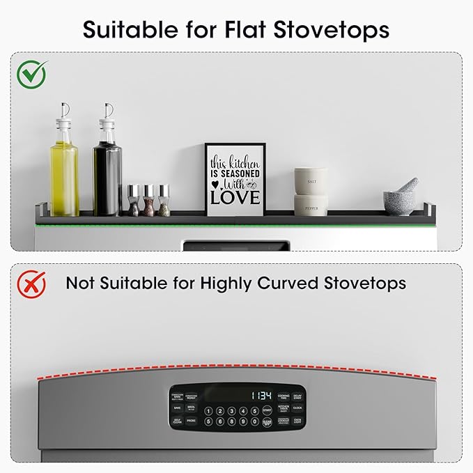 Bumusty 4X Strong Magnetic, 30" Adjustable Oven Shelf Spice Rack Over the Stove, Seasoning Organizer Kitchen Shelves, Matte Black