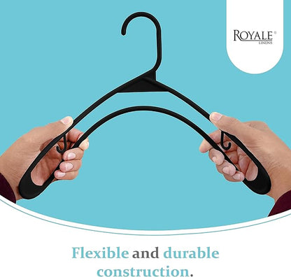 Royale Linens Plastic Hangers 40 Pack - Black Clothes Hanger with Hooks – Heavy Duty Space Saving Coat Hangers Ideal for Everyday Use for Tops, Skirt, Dress, Shirts, Pants