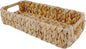 Rectangular Handwoven Wicker Basket - Water Hyacinth Storage Baskets with 2 Thickened Built-In Handles for Store Toilet Papers, Small Plants, Candles etc - 14.25”x6.5”x3.75” - Natural