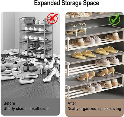 Hanging Shoe Organizer for Shoe Cabinet, Expandable Shoe Rack 15.7“-27.5“, Under Shelf Storage for Closet, Retractable Space Saving Rack for Pantry Laundry Room (1 Pack)