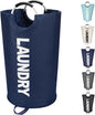 Maxsilan 90L Large Laundry Basket, Freestanding Tall Clothes Hamper, Collapsible Laundry Bag, Dark Blue