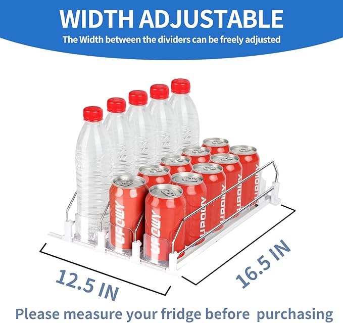 Drink Organizer for Fridge,Soda Can Organizer,Drink Dispenser for Fridge,Refrigerator Organizers and Storage Water Bottle Organizer,Holds up to 15 Cans,3 Row