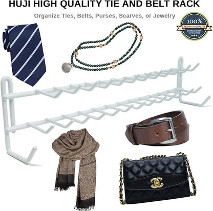 Huji Wall Mount Tie and Belt Rack Organizer, White (3 Pack)…