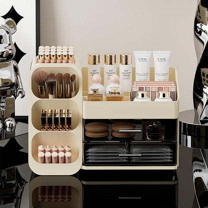 Makeup Organizer with Drawers,Large Capacity Countertop Organizer for Vanity,Bathroom and Bedroom Desk Cosmetics Organizer,Easy To Storage Skincare,Brushes,Lotions (Cream)