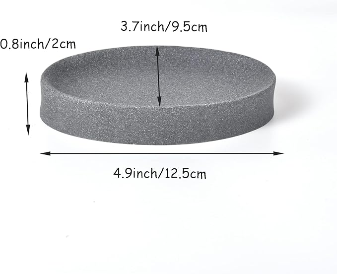 IMEEA Oval Resin Soap Dish for Bathroom Sink Stone-Look Soap Tray Holder for Bar Soap, Sponge or Shampoo Bar (Grey)