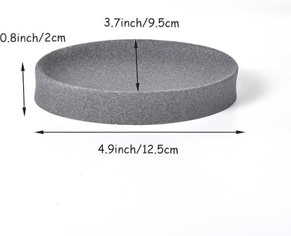 IMEEA Oval Resin Soap Dish for Bathroom Sink Stone-Look Soap Tray Holder for Bar Soap, Sponge or Shampoo Bar (Grey)