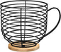 BYTEAIDREX Coffee Pod Holders for Counter - K Cup Holders for Counter - Coffee Pods Storage Organizer - Bar Accessories - Large Capacity Black Wire Kup Storage with Wooden Base.