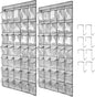 Clear Crystal 2 Pack 35 Pockets Large Hanging Shoe Organizer Over The Door Shoe Rack for Closet Door Storage Shoe Holder Hanger, 8Hooks, grey