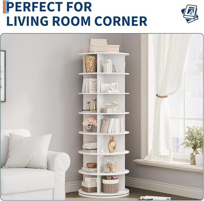 GarveeHome 7 Tier Rotating Shoe Rack Tower, 360° Revolving Free Standing Spinning Shoe Organizer, Vertical Spinning Shoes Display, Shoes Rack Storage Round Carousel, Rotate Shoes Closet Organization