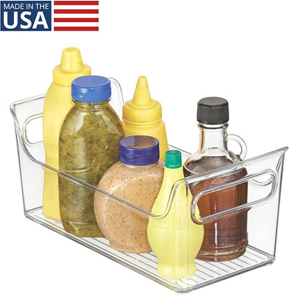iDesign Plastic Condiment Organizer with Handles for Fridge - Clear - Made in USA