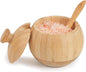 Bamboo Salt Cellar with Lid and Spoon, 1/2 Cup Wooden Spice Box Storage Container for Kitchen and Restaurant Countertop, Organizes Himalayan Pink, Kosher, Sea Salts & Herbs