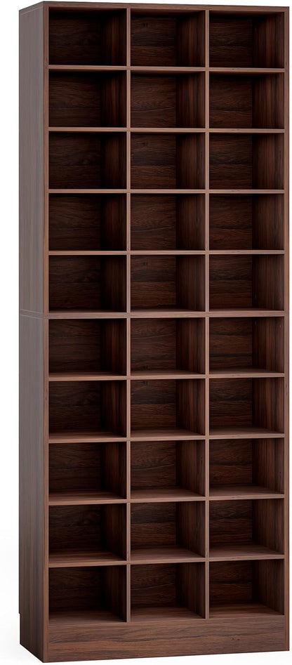 LITTLE TREE 70.9" Tall Shoe Rack, 10-Tier Freestanding Shelf, Max. Store 30 Pairs, Shoe Cabinet Organizer for Living Room, Entryway, Cloakroom, Brown
