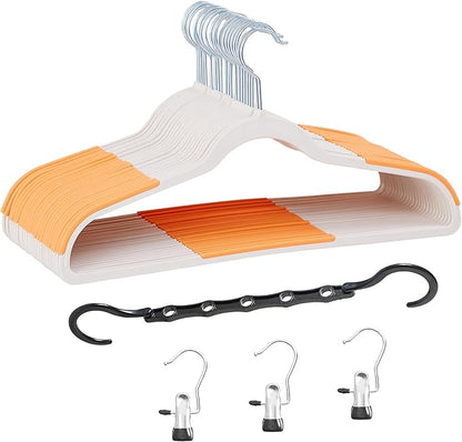 VECELO 25 Pack Clothes Hangers, Non-Slip Plastic Coat Hanger, 360°Swivel Hook & Space Saving for Bedroom Closet, Great for Shirts, Pants, Excellent Heavy Duty