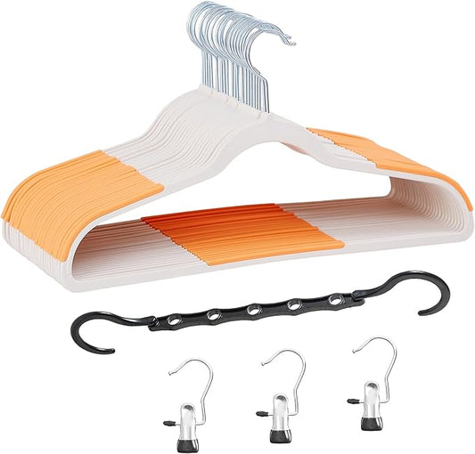VECELO 25 Pack Clothes Hangers, Non-Slip Plastic Coat Hanger, 360°Swivel Hook & Space Saving for Bedroom Closet, Great for Shirts, Pants, Excellent Heavy Duty