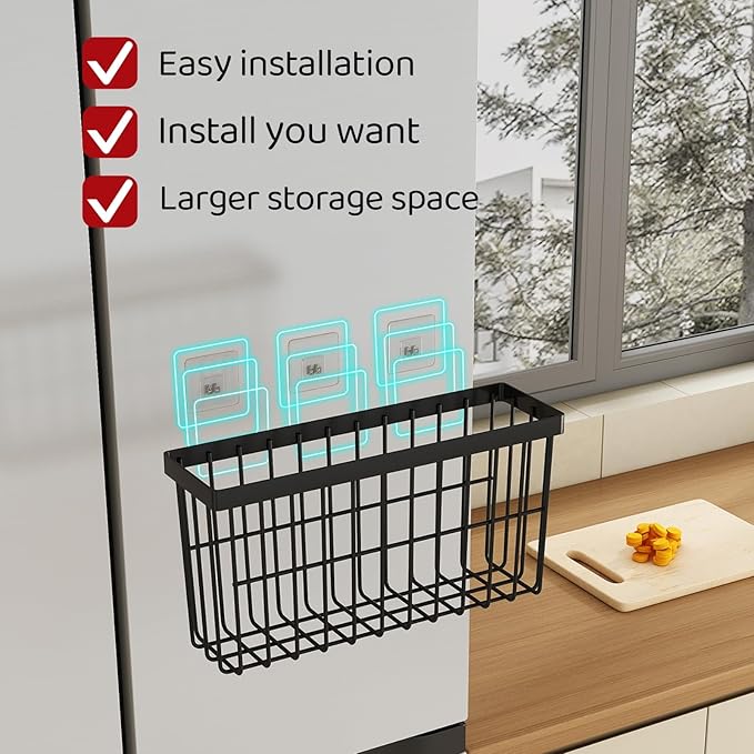 Kitchen Cabinet Door Storage Box,Self Adhesive Wall Mounted,Wardrobe/Bathroom/Refrigerator Small Items Organizer,Oil bottle/Seasoning storage (6 Piece)