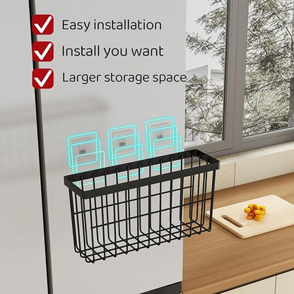 Kitchen Cabinet Door Storage Box,Self Adhesive Wall Mounted,Wardrobe/Bathroom/Refrigerator Small Items Organizer,Oil bottle/Seasoning storage (6 Piece)