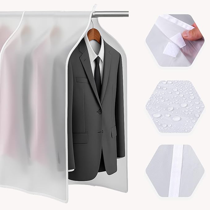 Clothing Rack Covers Hanging Clothes Dust Covers Garment Bag Organizer Storage Waterproof Hanger Protector Clear Clothes Shoulder Rack Cover Suit Coat Dress Closet Dustproof Cover, 35.43 x 43.31 in