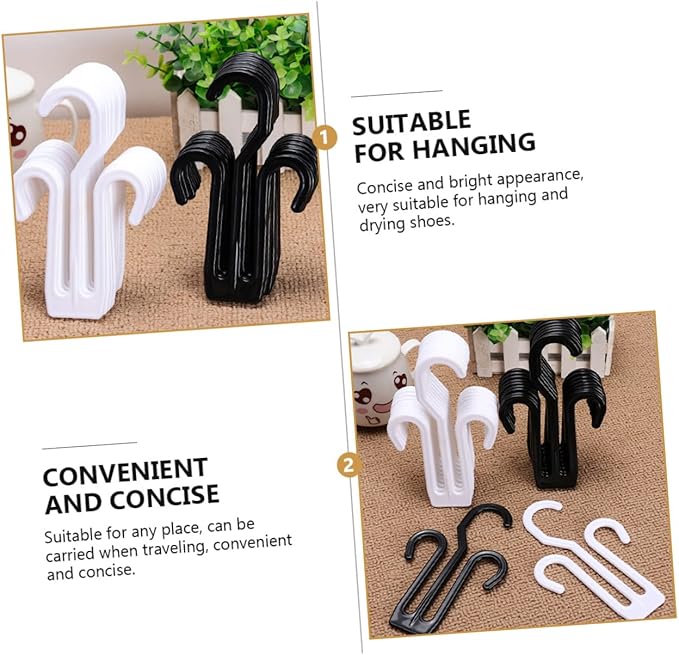 VICASKY 12pcs Plastic Shoe Drying Hooks Double Hook Design Sturdy Multi Functional Shoe Organizer for Closet and Door Hanging Lightweight Space Saving Holder for Quick Drying and Shape