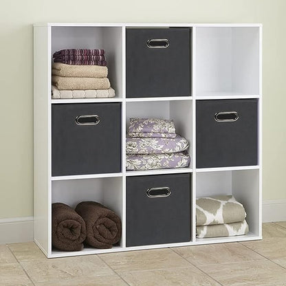 Fabric Cloth Storage Bins,Fabric Cube Organizer with Dual Handles Foldable Cube Storage Baskets for Home Bedroom Storage,Set of 6, Gray
