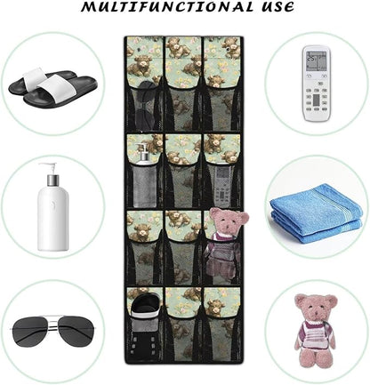 Highland Cattle Shoe Organizer Over The Door 12 Pockets Shoe Holder Hanger for Closet Space Saving Back Door Storage Organizer Easy to Install Green Wall Hanging Storage