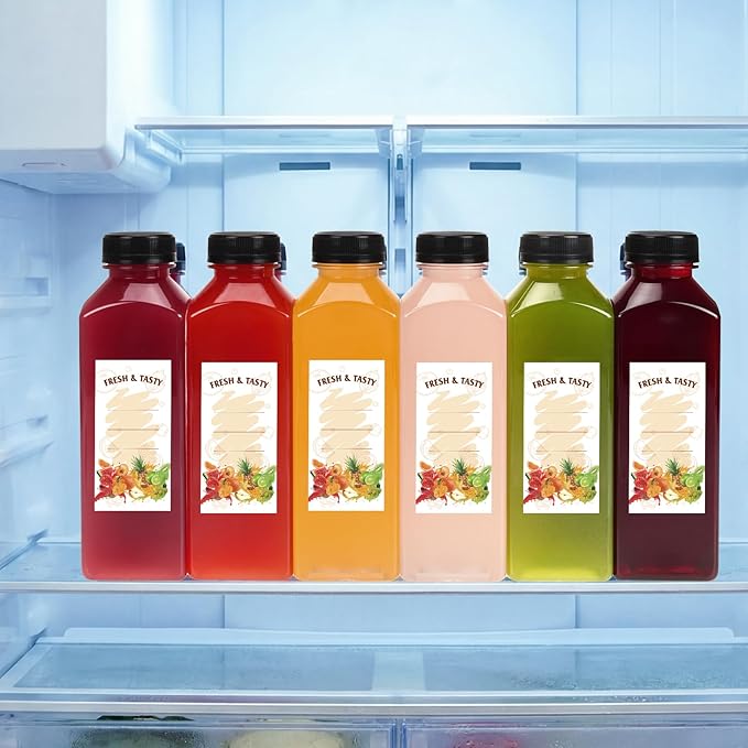 BAKHUK 944pcs 12oz Empty Plastic Juice Bottles with Caps, Plastic Water Bottles with lids, Reusable Clear Bulk Beverage Containers for Juice, Milk and Other Beverages