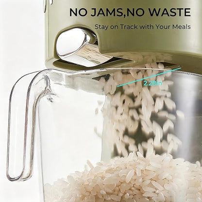 UFORU Rice Dispenser 22Lbs, Slim Rice Storage Container for Small Space, BPA-Free Clear Dry Food Dispenser Sealed Moisture Proof, Grain&Cereal Storage Bucket for Kitchen Pantry Household, Green 22Lbs