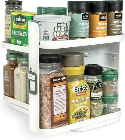 Cabinet Caddy SNAP! Spice Rack Organizer for Cabinet - Slide & Rotate Seasoning Organizer - 4 Snap-In Adjustable Shelves for 5 Tier of Storage - Magnetic Modular Design - 8.9”H x 6.1”W x 10.8”D
