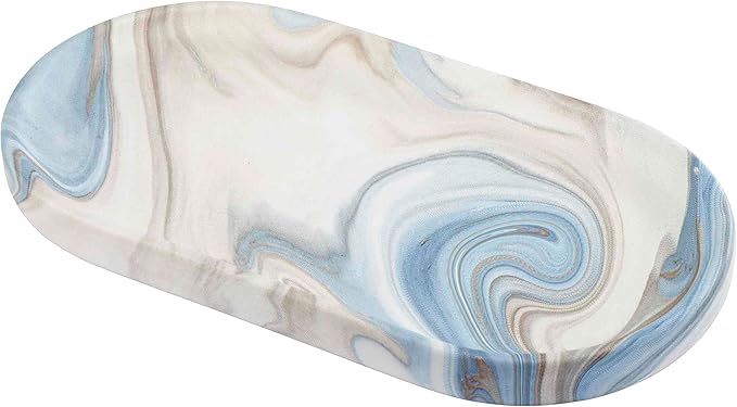 Avanti Linens - Vanity Tray, Resin Countertop Accessories, Guest Bathroom Essentials (Waves Collection, Blue)