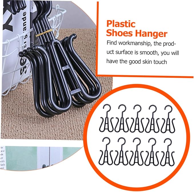 Homoyoyo 10Pcs Plastic Slipper Hooks Shoe Hanging Organizers for and Drying Fit for Footwear Space Saving for