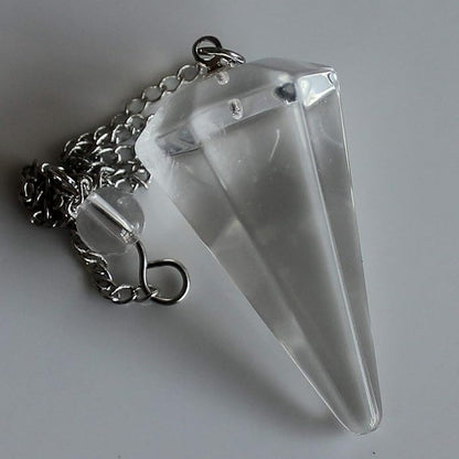 Faceted Mixed gemstone crystal pendulum point reiki chakra pendant bead Chain 6''