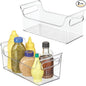 iDesign Condiment Organizer for Fridge - Plastic Fridge Organizer Bins with Handles, Set of 2, Clear