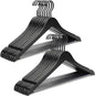 TOPIA HANGER Premium Wooden Hangers, Luxury Boutique Wood Hangers with Extra Thick Hook and Non Slip Pants Bar, Heavy Duty Coat Hanger with Notches 16 Pack, Black -CT01B
