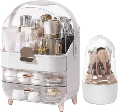 Makeup Organizer Countertop, Skincare Bathroom Counter Organizer, Storage Box Cosmetic Display Cases, Teen Girl Gifts Trendy Stuff Make up Organizers for Vanity, Dresser (Rose Gold)
