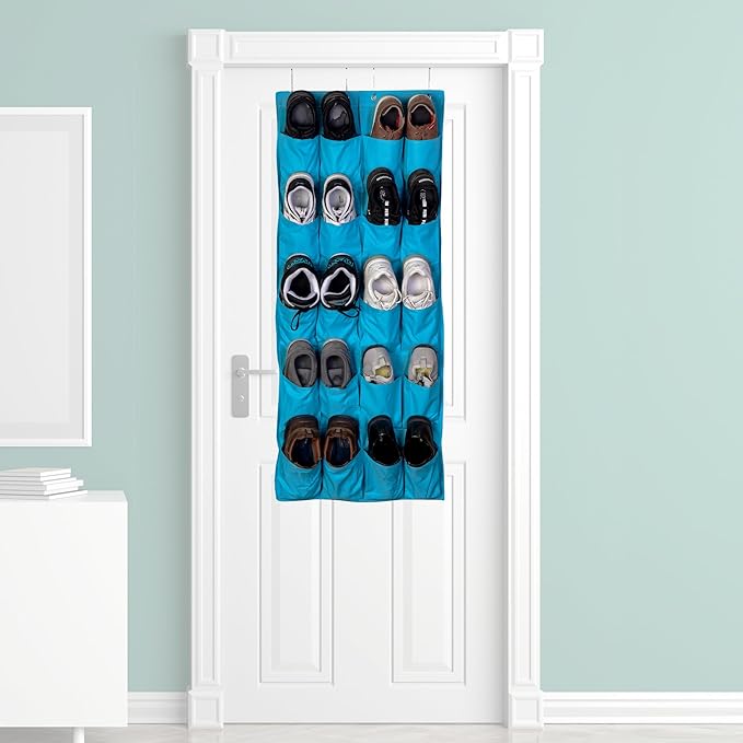 DormCo Hanging Over-The-Door Shoe Pockets - TUSK College Storage - Aqua