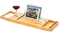 RoyalHouse Bamboo Bathtub Caddy Tray, Expandable Bath Table Over Tub with Glass Book, Adjustable Organizer Tray for Bathroom, Wine and Phone Holder, Ideal Gift for Family & Friends