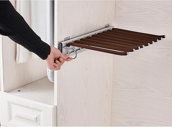 Hanging Pull Out Trousers Storage Rack,Multi Functional Pants Rack,Pull Out Closet Pants Hanger,for Clothes Towel Scarf Trousers Tie (Left Side Mounted)