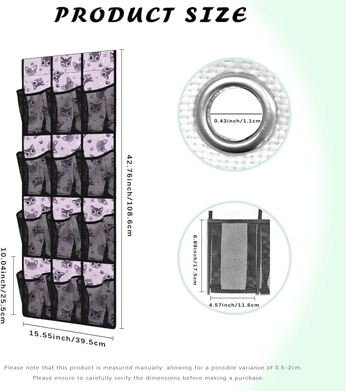 Purple Butterflies Over the Door Shoe Organizer,Shoe Organizer Door Hanger with 12 Mesh Large Pockets,Space Saver,Unique Print