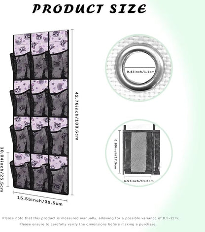 Purple Butterflies Over the Door Shoe Organizer,Shoe Organizer Door Hanger with 12 Mesh Large Pockets,Space Saver,Unique Print