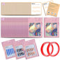 202pcs Press on Nail Packaging Bag, 100pcs Empty Holographic Nail Storage Bag and 100pcs Instruction&Display Black Cardboard with 2 Roll Transparent Tape for Nail Display Profession Salon(Pink, 100)