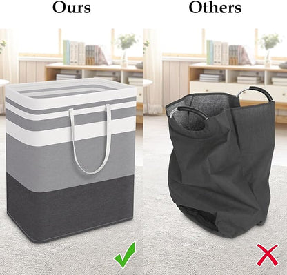 StorageRight Laundry Basket Hamper Large Collapsible Laundry Hamper with Easy Carry Handles，Freestanding Clothes Hampers for Laundry, Bedroom, Dorm, Clothes, Towels, 125L, Gradient Grey