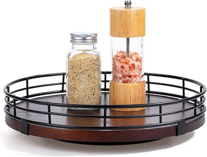 BAMBOO LAND- Lazy Susan Turntable Organizer, 9", Walnut Lazy Susan for Table Top