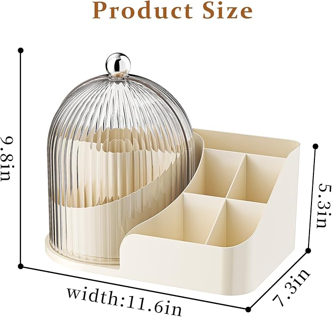 360 Rotating Makeup Organizer with Clear Dust Lid, Multi-compartment Perfume & Makeup Brush Holder, Large Capacity Vanity Desk Storage for Cosmetics, Skincare, Kitchen, Pantry, Bathroom Countertop