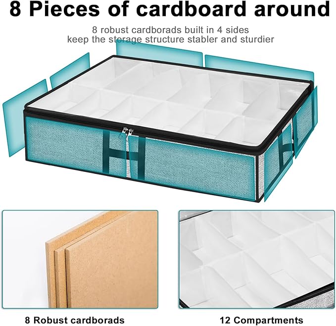 Under Bed Shoe Storage Organizer for Closet 2 Pack- Fits 24 Pairs Underbed Shoes Container Boxes, Light Grey