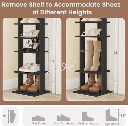 Tangkula 8-Tier Vertical Shoe Rack, Space-Saving Corner Shoe Organizer for 7 Pairs, Narrow Shoe Storage for Entryway, Front Door, or Closet