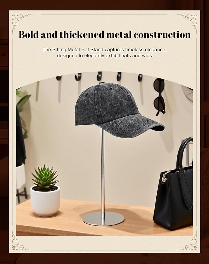 CHADWICK Adjustable Stainless Steel Hat Display Stand - Hollow Golden - Perfect for Home and Boutique Hat Showcasing