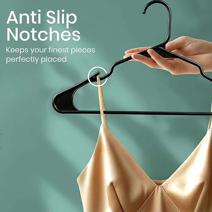 Utopia Home Plastic Hangers 100 Pack - Perfect Space Saving Clothes Hanger - Durable and Strong - Perfect Closet Organizers with Shoulder Grooves (Black)