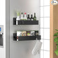 HuggieGems 2 Pack Magnetic Spice Storage Rack Organizer for Refrigerator and Oven, Matt Black Fridge Organizers and Storage