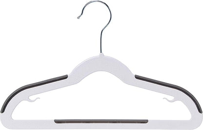 Amazon Basics Plastic Kids Clothes Hangers, Non-Slip, White and Black, 12.8" x 8" x 0.2", 30-Pack