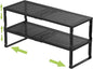 Jojocross Expandable Adjustable Stackable Kitchen Organizer, Spice Rack,Metal Pantry Storage Shelves Racks,Counter Shelf for Cabinets, Countertop, Cupboard(2 Packs/Medium/Black)